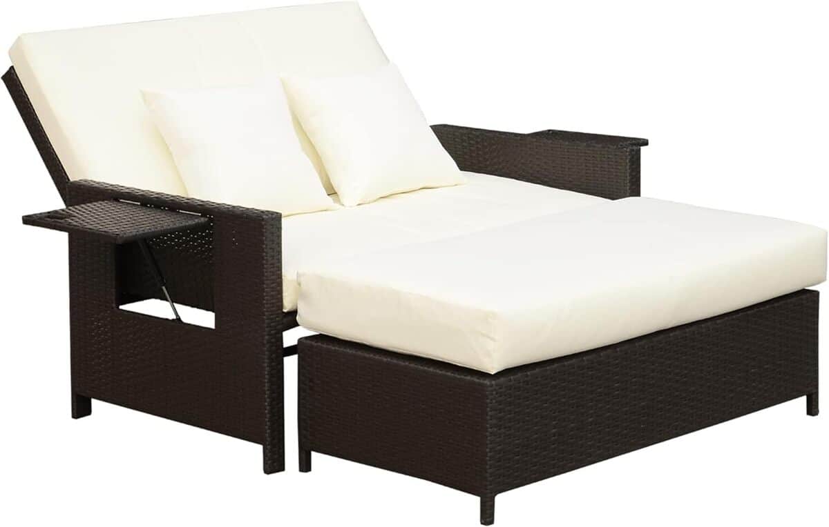 Test Outsunny canapé-lit de jardin modulable en résine tressée