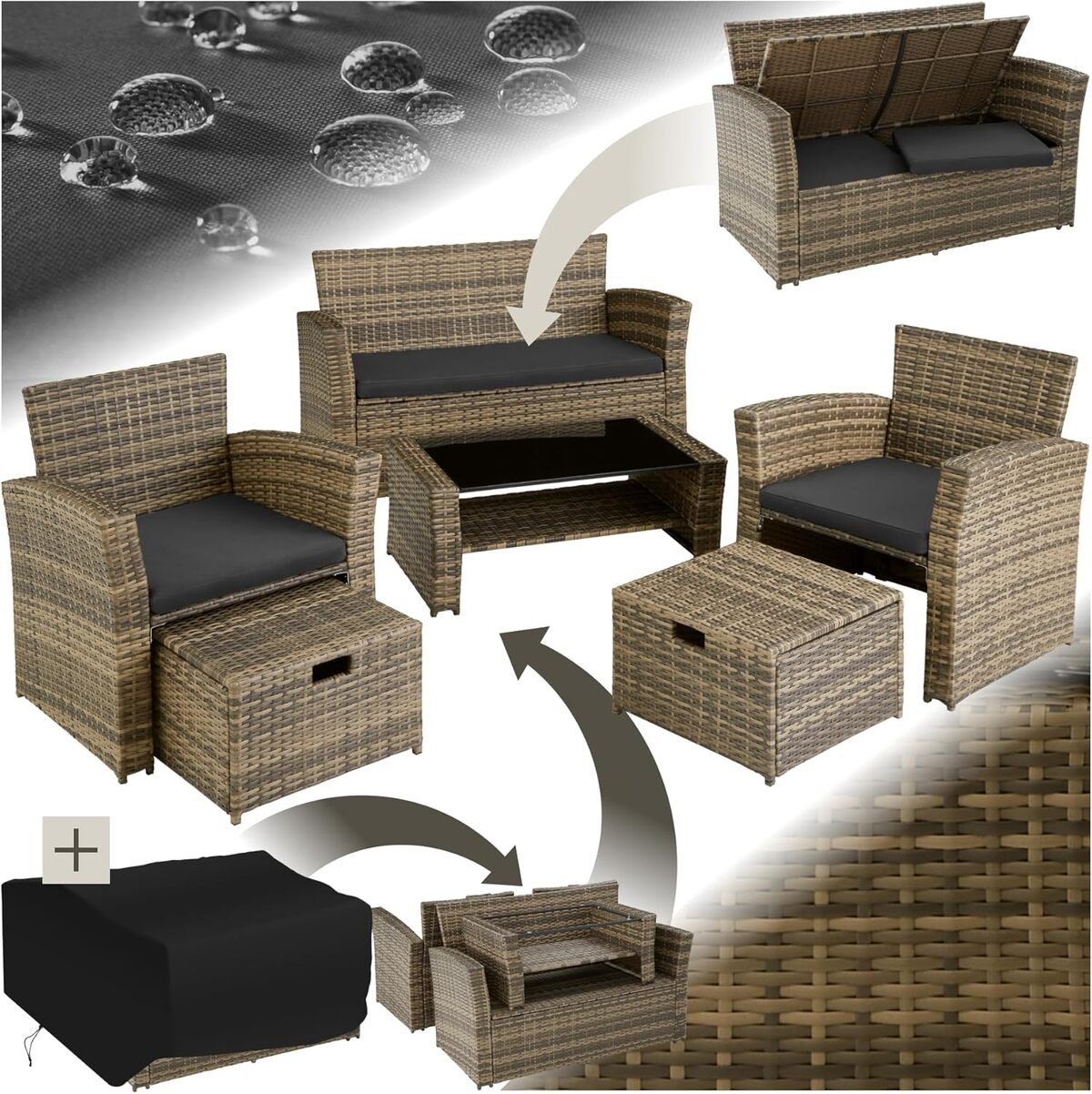 Test : salon de jardin TecTake poly rotin