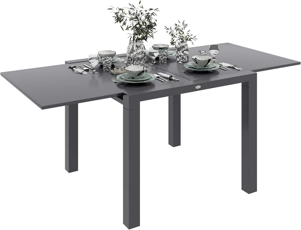Test : table extensible de jardin Outsunny en aluminium gris anthracite
