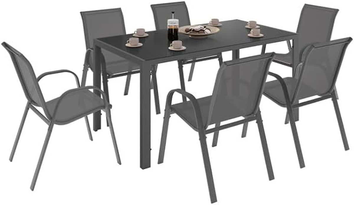 Test : salon de jardin Madrid IDMarket, table et chaises empilables