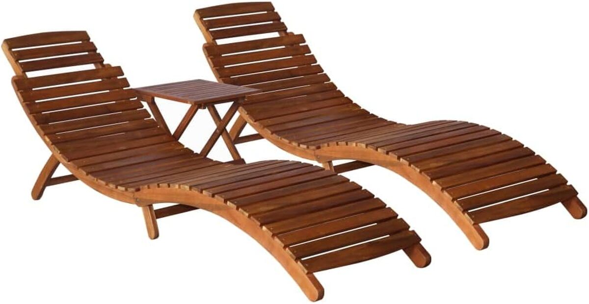 Test : chaises longues et table vidaXL en bois d'acacia pour terrasse