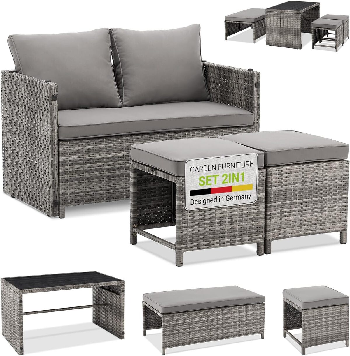 Test : ensemble de jardin Juskys Jamaika 2 en 1 en polyrotin