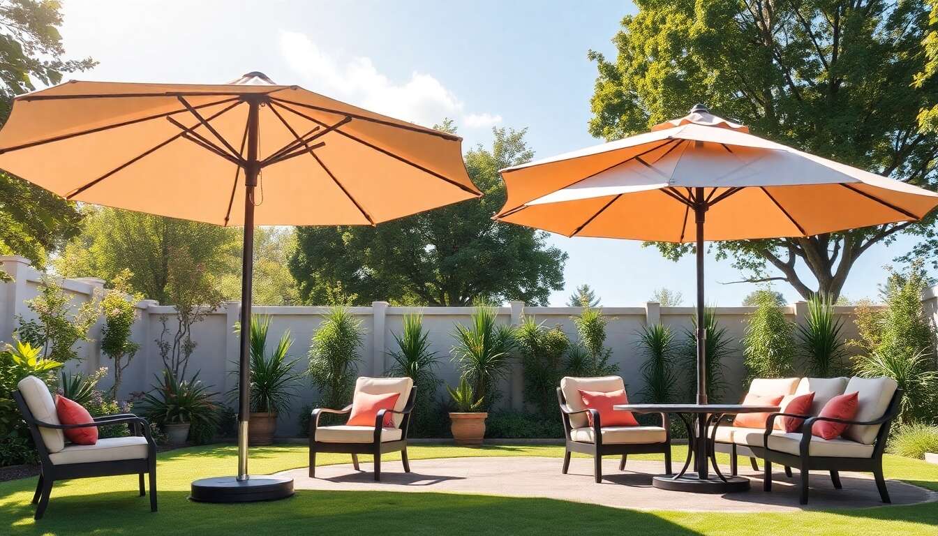 Comparaison avec le parasol à mât central Comparaison avec le parasol à mât central