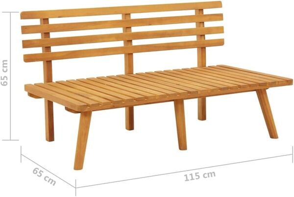 vidaXL Banc de Jardin avec Coussins Banc de Patio Banc de Terrasse Banquette de Jardin Parc Meuble de Balcon Extérieur 115 cm Bois Solide d'Acacia