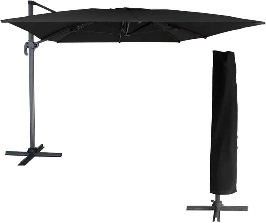 Test du parasol déporté Happy Garden Molokai 3x4m gris.