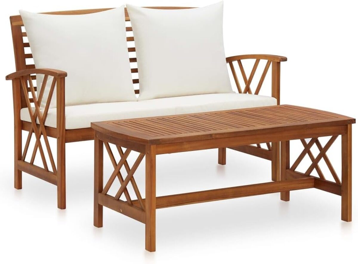 Test : ensemble jardin vidaXL 2 pcs avec coussins en bois d'acacia
