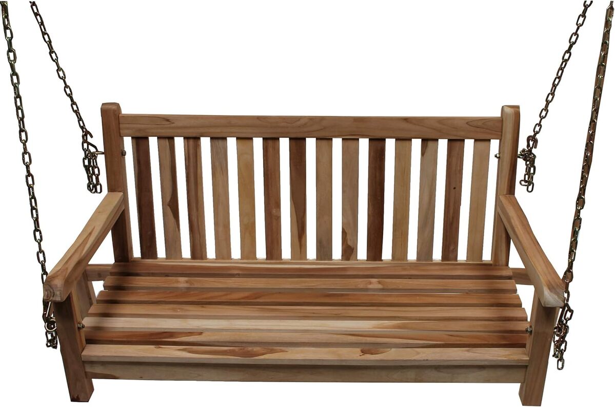 Test de la balancelle en teck Ambientehome 120 cm