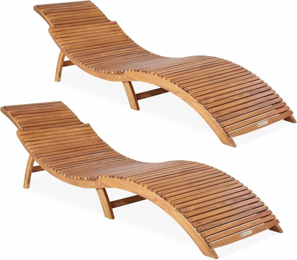 Test des chaises longues pliables Casaria en bois d'acacia