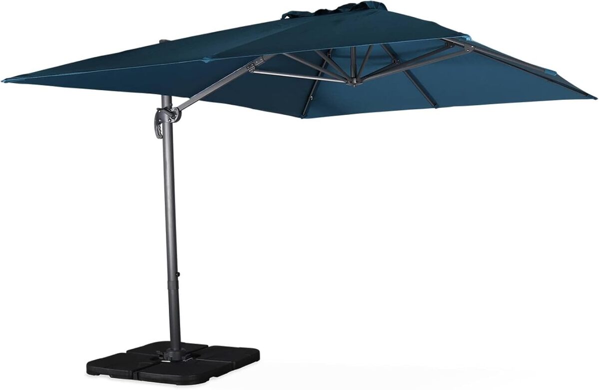 Test du parasol déporté Alice's Garden bleu canard 3x4m