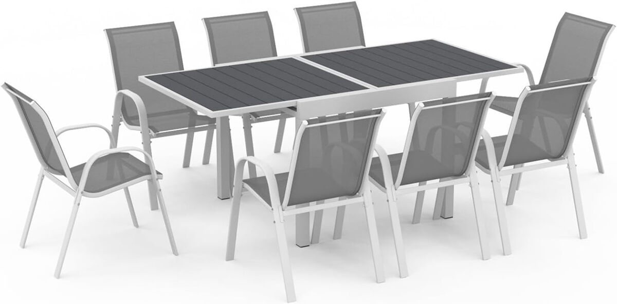 Test : iDMarket salon de jardin extensible blanc et gris