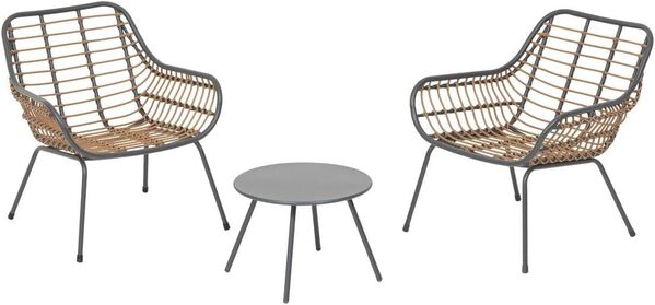 Hespéride - Salon de Jardin Duo Paopao Graphite en Acier traité en epoxy 2 Places