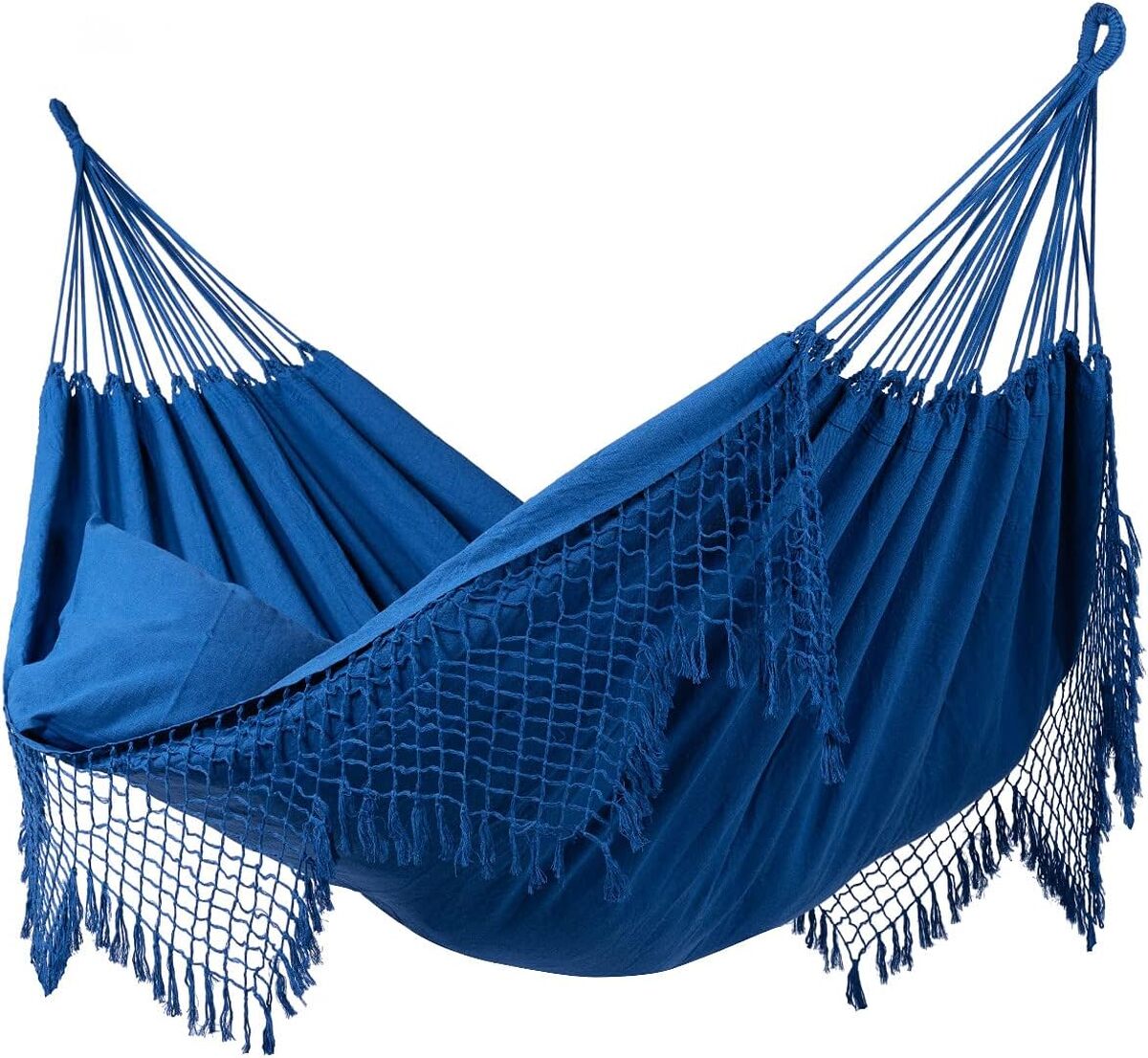 Test du hamac de jardin à franges 2 places Tropilex : style bohème et capacité 180 kg