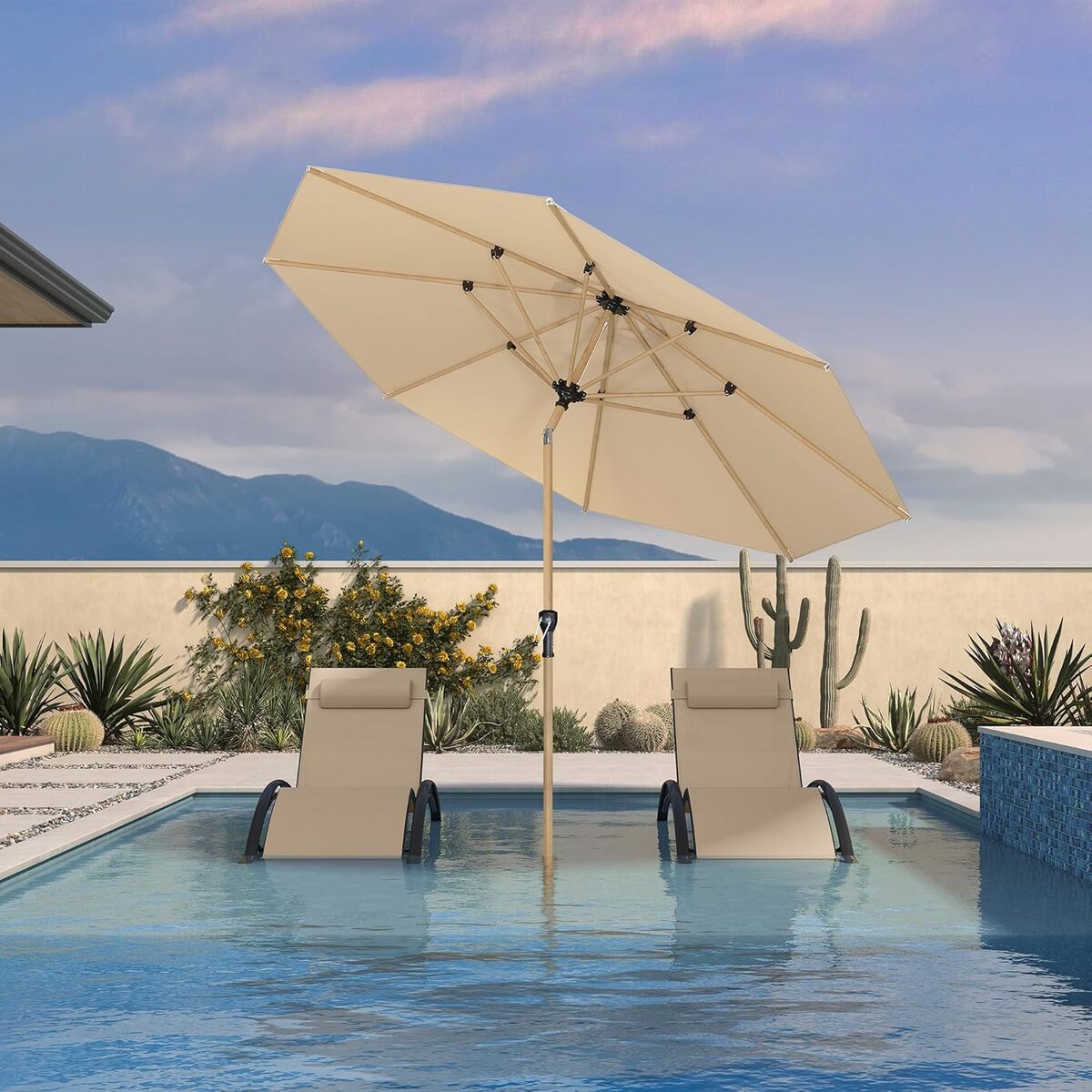 Test : parasol inclinable 2, 7 m PURPLE LEAF