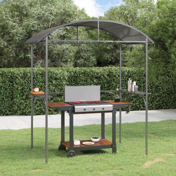 vidaXL Gazebo BBQ et étagères latérales Anthracite 220x115x230cm Acier, abri pour Barbecue, auvent pour Barbecue, pergola pour Barbecue