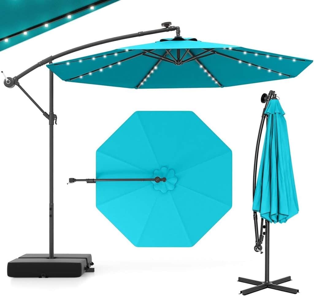 Test du parasol de jardin Goplus inclinable avec LED solaires