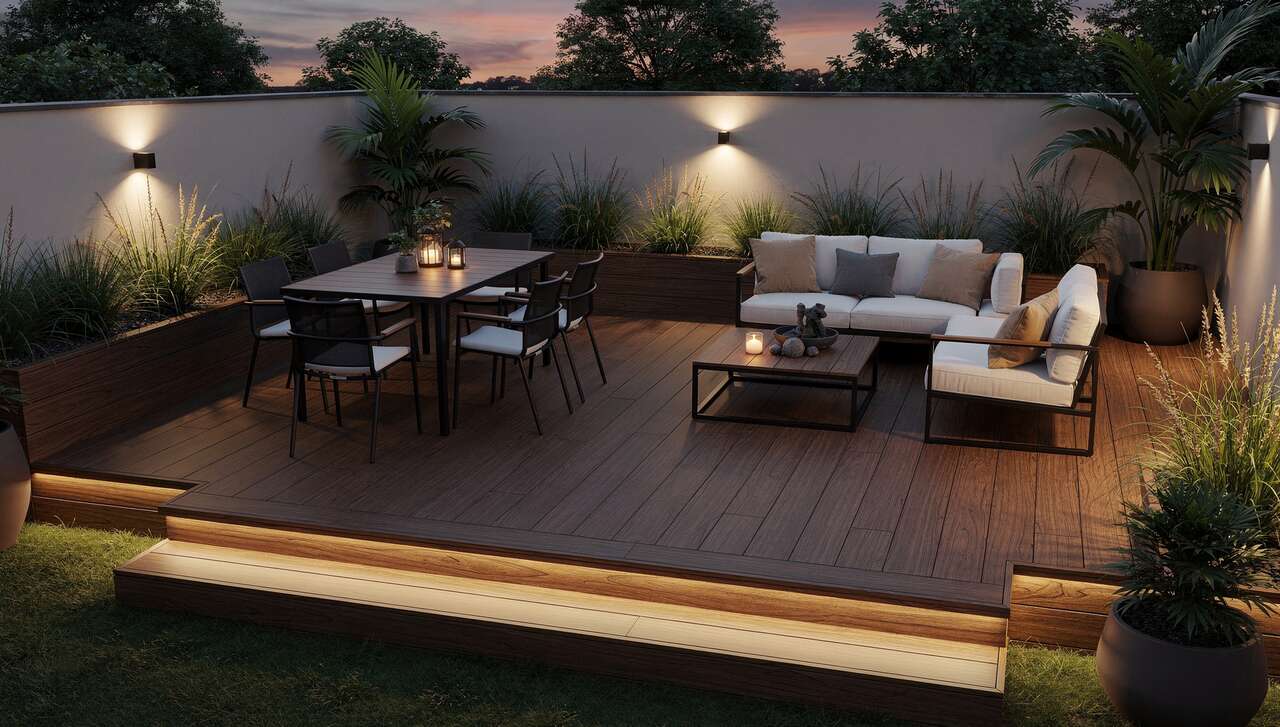 La terrasse enterr&eacute;e en bois composite : charme et durabilit&eacute;