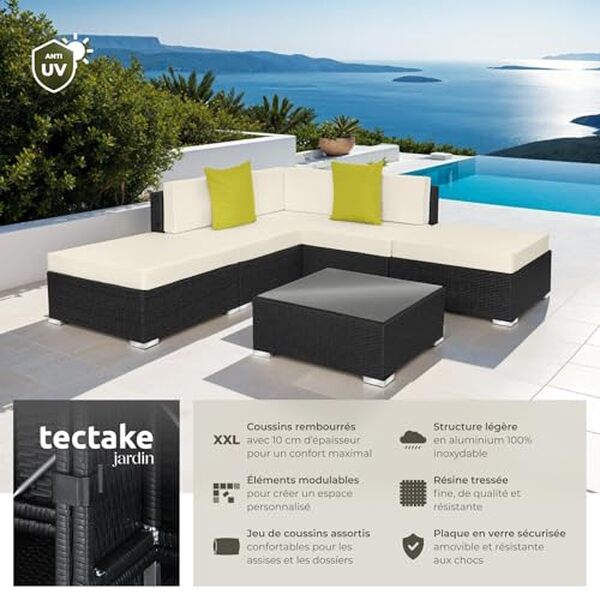 Explorez notre test complet du salon de jardin XXL TecTake en poly rotin : confort modulable et design élégant pour sublimer votre extérieur.