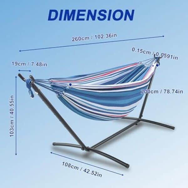 Découvrez notre test du hamac double confortable en bleu : conçu pour une robustesse et une capacité impressionnante de 200 kg. Idéal pour vos moments de détente à deux, il allie qualité et confort.