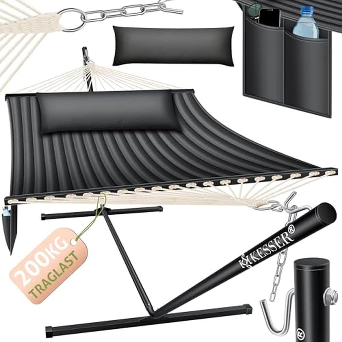 Test du hamac double KESSER® Hill avec support robuste