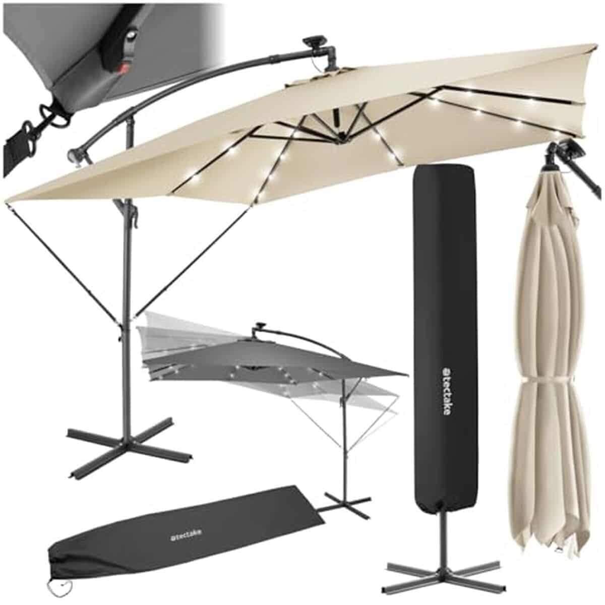 Test du parasol déporté TecTake 2, 5x2, 5m à LED solaire