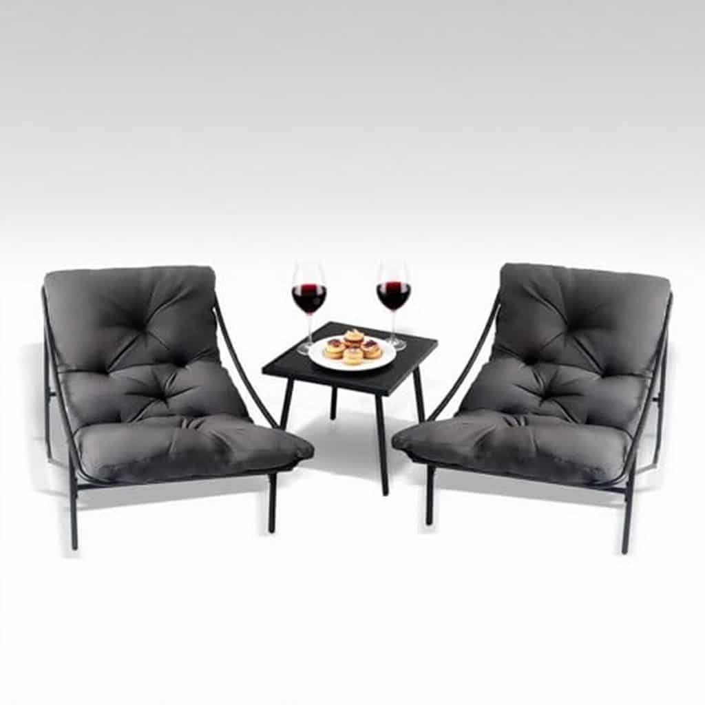 Test : ensemble salon de jardin 3 pièces avec coussins amovibles (gris)