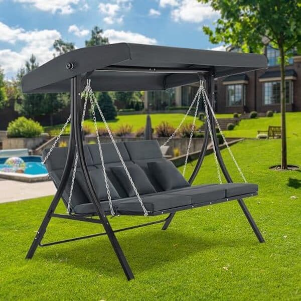 Découvrez notre test détaillé de la balançoire MCombo Hollywood inclinable 3 places 8018. Confort, qualité et design : tous les détails pour bien choisir votre balançoire de jardin. 
