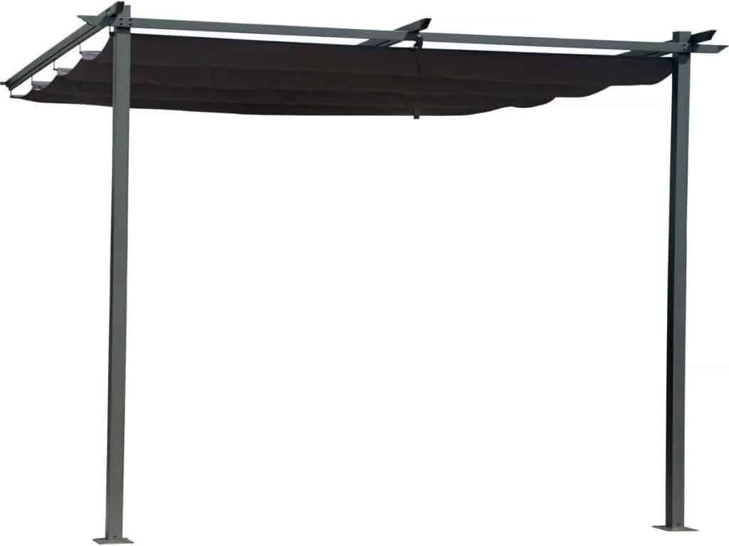 Test de la pergola adossée gris anthracite 3x3 m avec toit rétractable