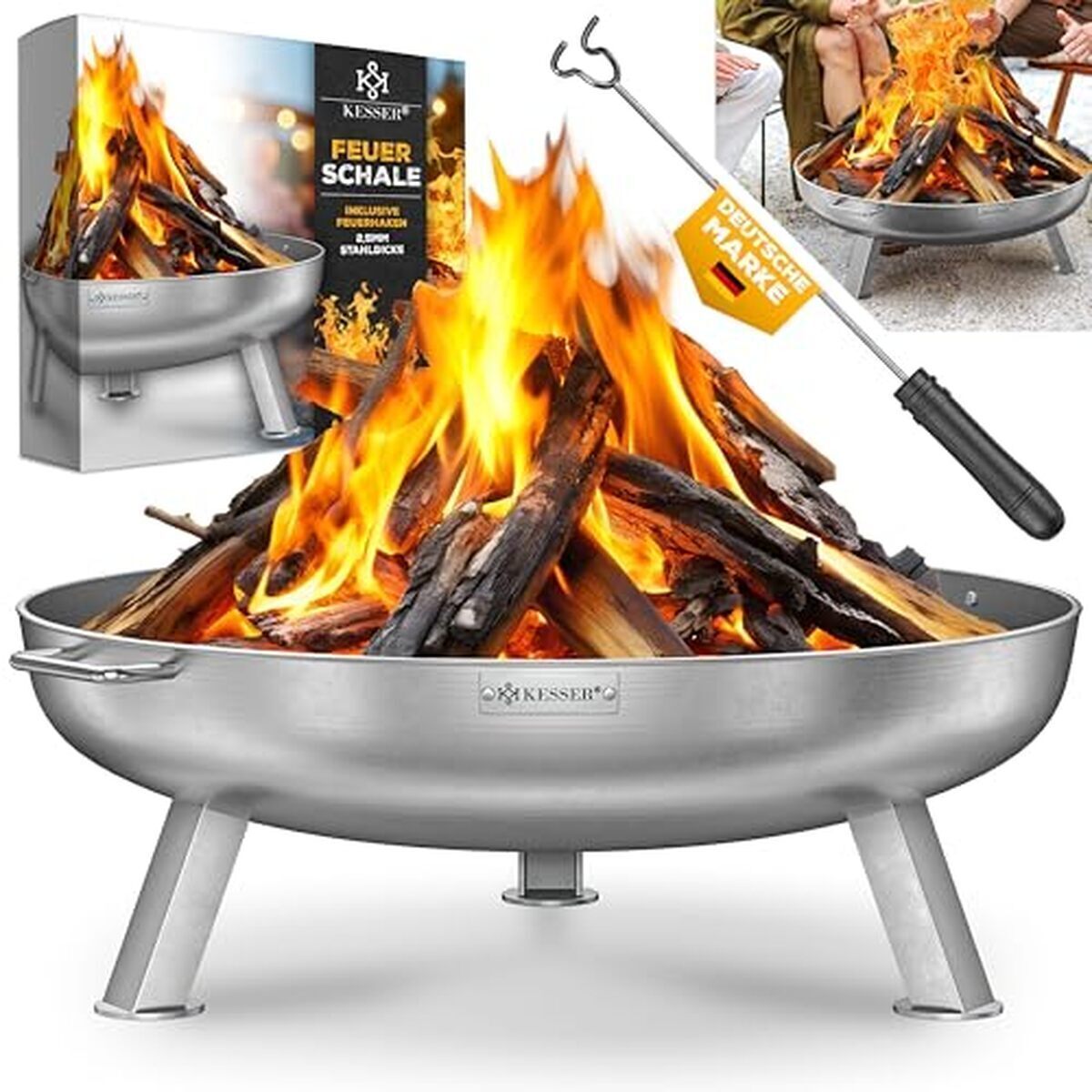 Test du brasero KESSER® : acier 2, 5 mm pour soirées réussies