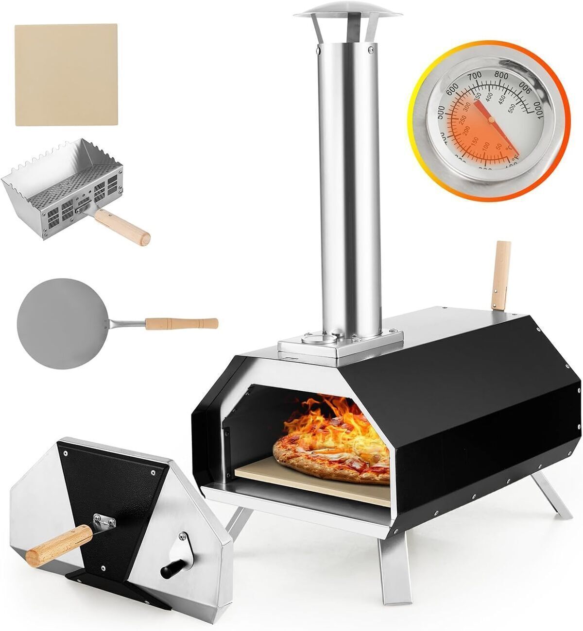 Test du four à pizza extérieur GYMAX avec pierre et thermomètre