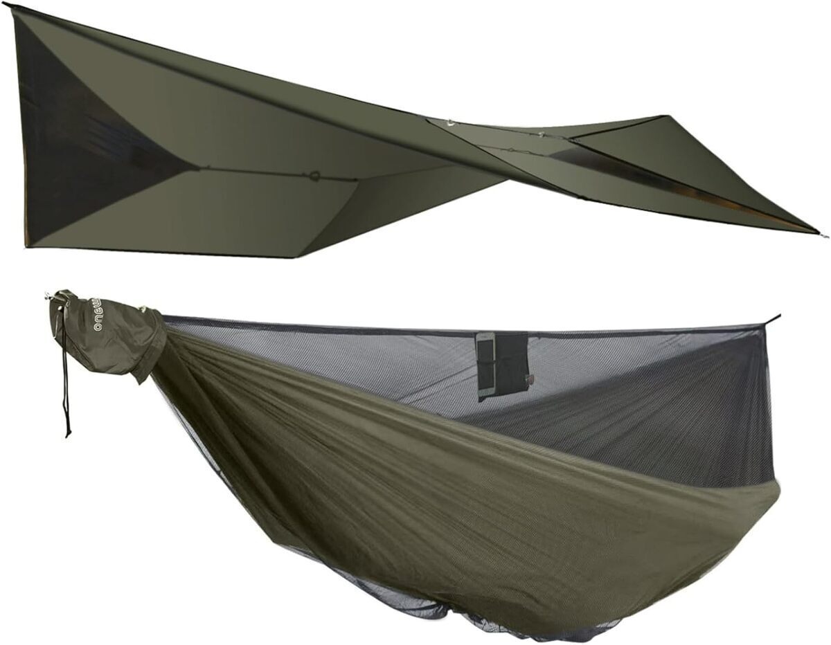 Test : hamac de camping onewind avec filet anti-insectes et bâche légère