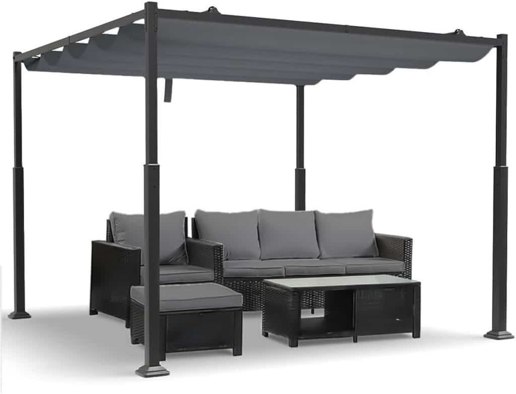 Test : pergola rétractable Vounot 3x3m en métal gris foncé