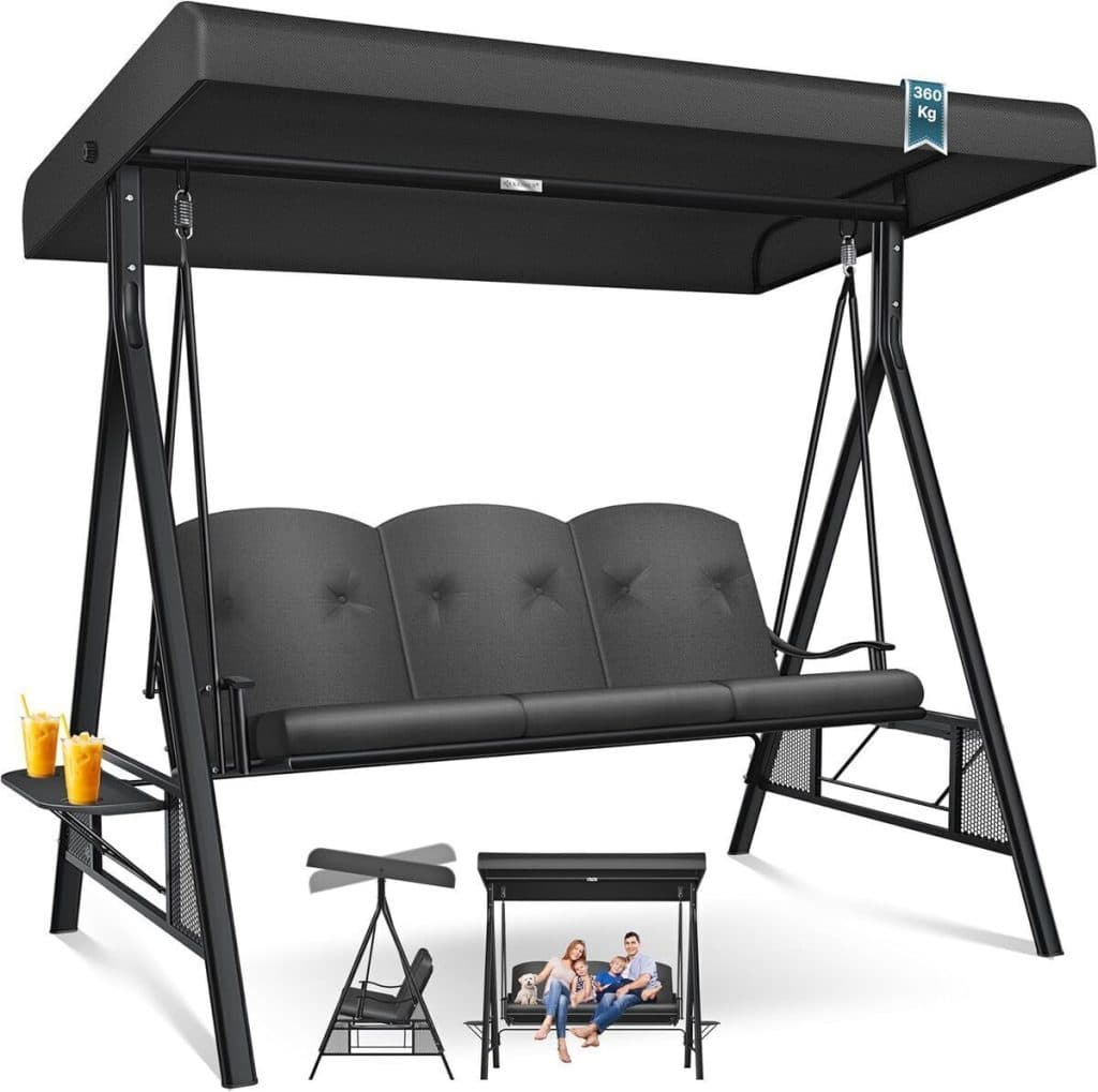 Test de la balancelle KESSER® 3 places avec toit et coussins