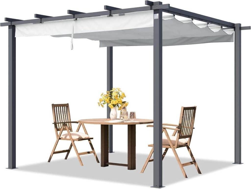Test de la pergola 3x3 m PRIMEYARD : pavillon avec toit rétractable en acier