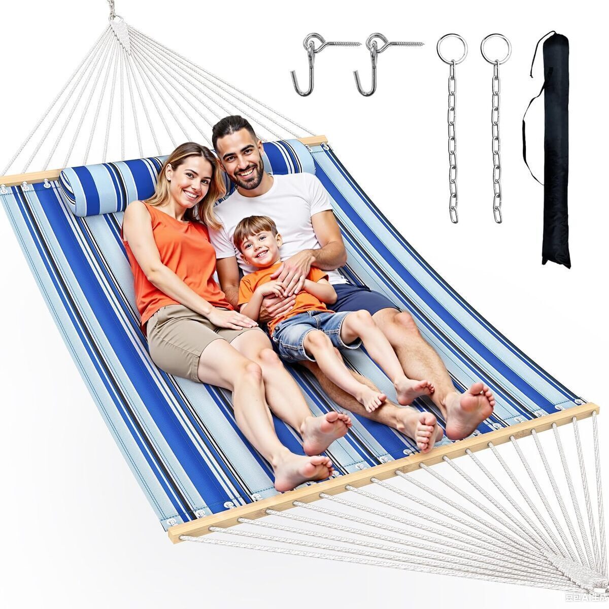 Test : hamac double portable bleu turquoise pour camping et jardin