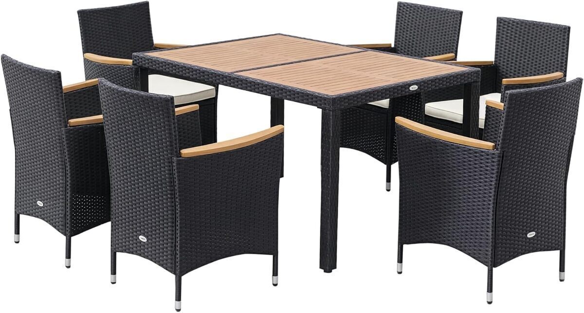 Test Outsunny salon de jardin 6 personnes acier et bois d'acacia